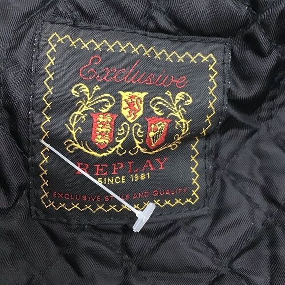 NWT Y2K REPLAY jacket pea coat navy blue wool & cotton 50% wool 50% cotton small - Picture 10 of 16